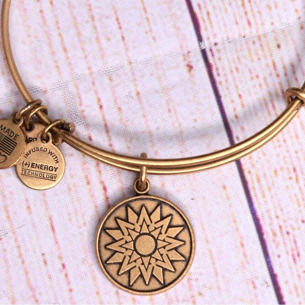 Alex and Ani Gold Sunburst Gold Charm Bracelet
